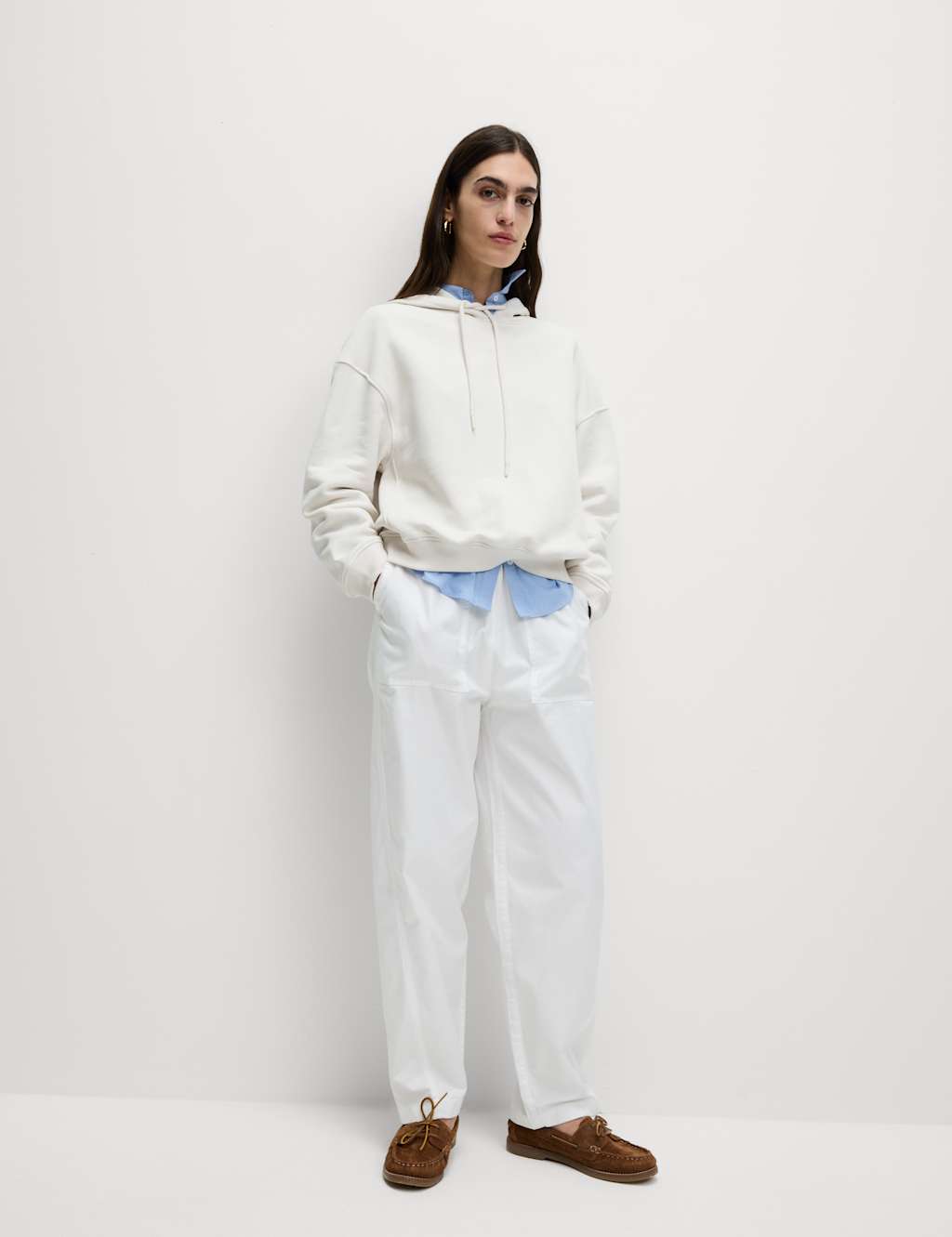 Pure Cotton Ribbed Cropped Hoodie 3 of 5