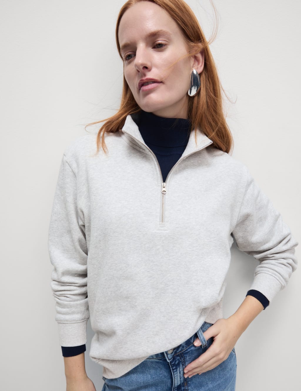 Cotton Rich Half Zip Sweatshirt M S Collection M S