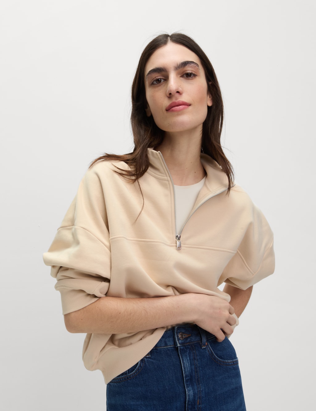 Cotton Rich Half Zip Sweatshirt 1 of 6