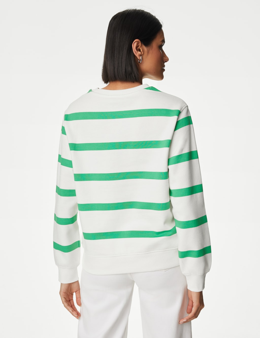 Cotton Rich Striped Crew Neck Sweatshirt M S Collection M S