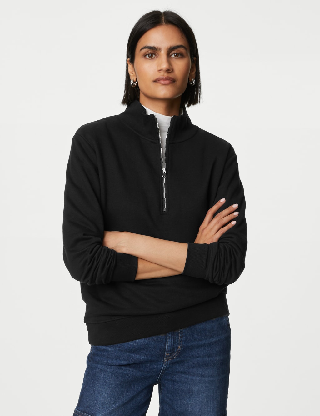 Cotton Rich Half Zip Sweatshirt M S Collection M S