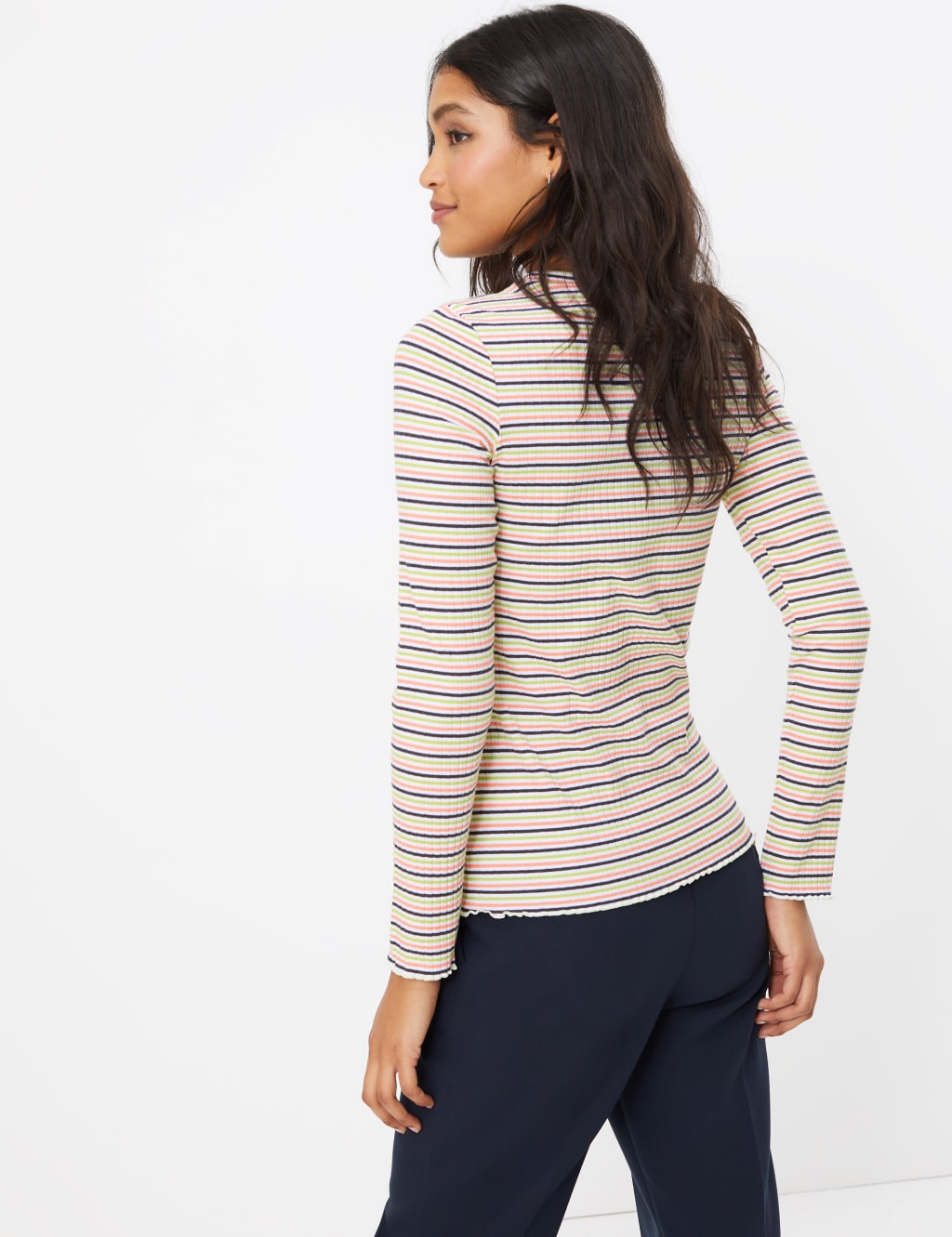 Striped Ribbed Fitted Long Sleeve Top 4 of 4