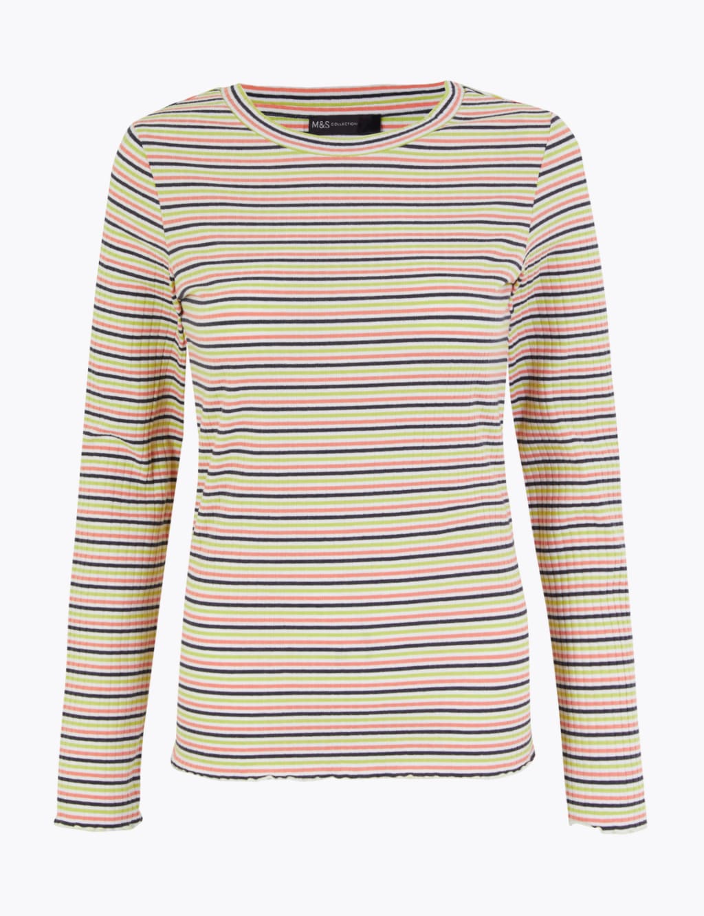 Striped Ribbed Fitted Long Sleeve Top 2 of 4