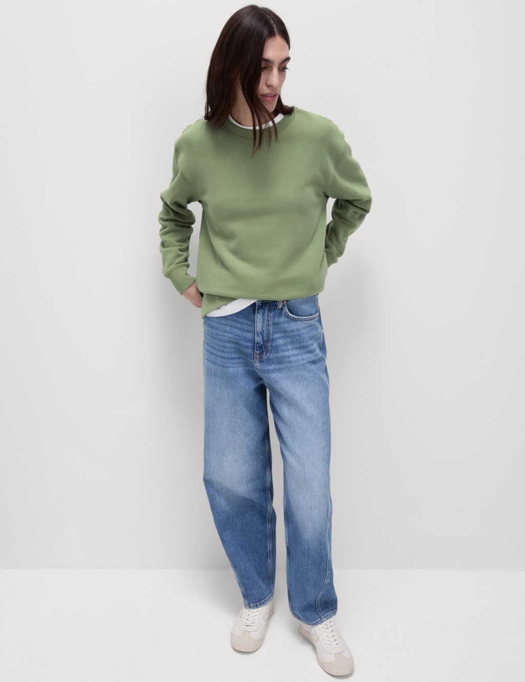 Cotton Rich Crew Neck Longline Sweatshirt 3 of 5