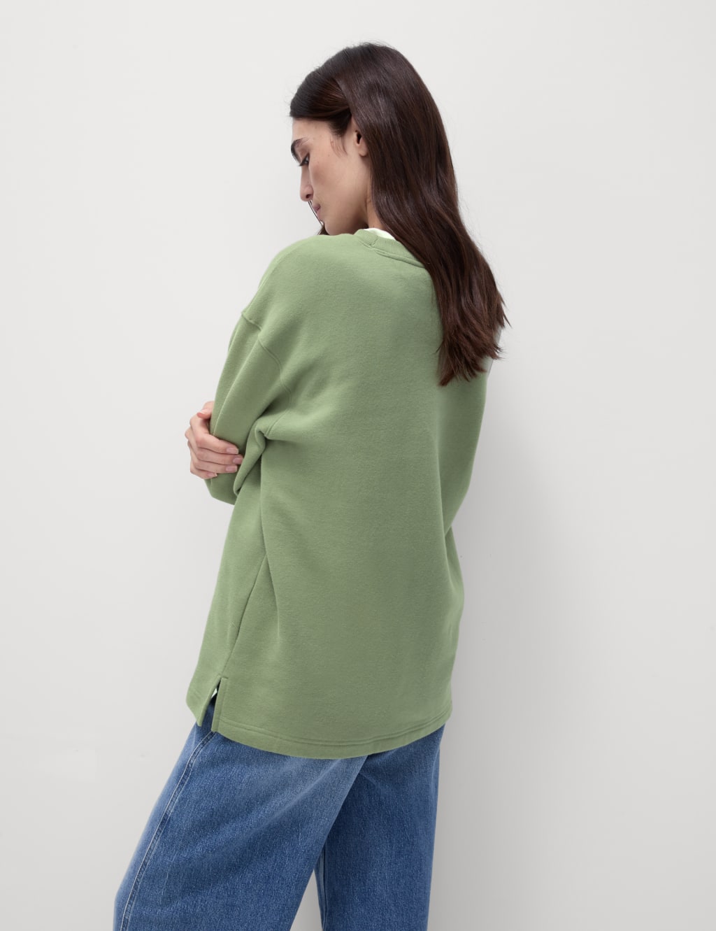 Cotton Rich Crew Neck Longline Sweatshirt 4 of 5
