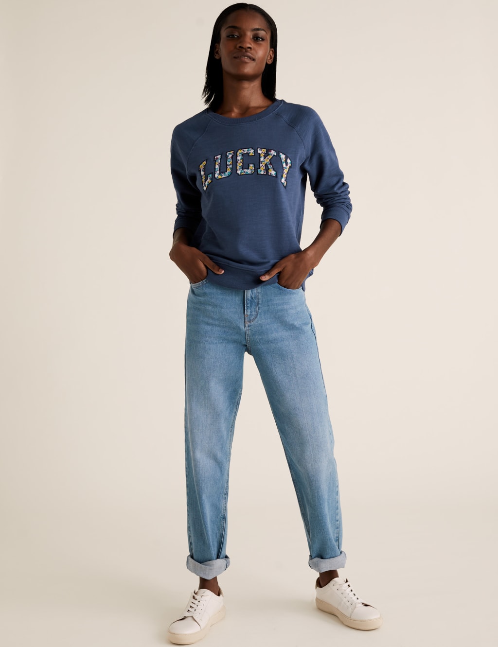 Pure Cotton Lucky Slogan Sweatshirt 3 of 5