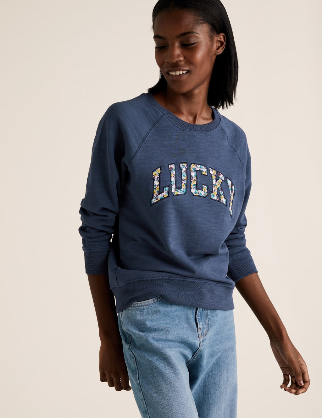 Pure Cotton Lucky Slogan Sweatshirt 4 of 5