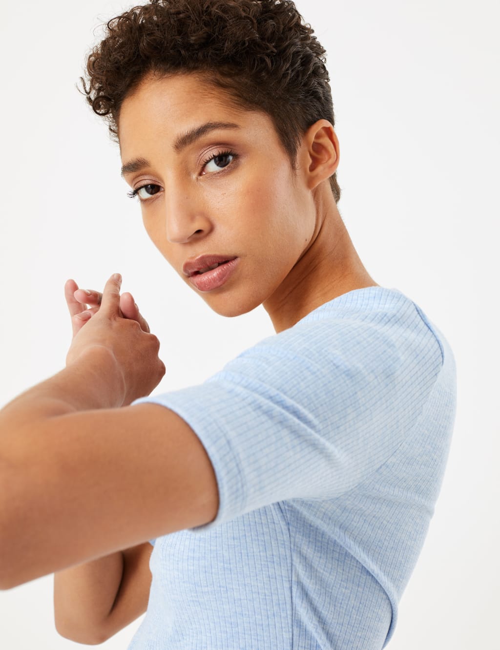 Ribbed Square Neck Short Sleeve Top 1 of 4