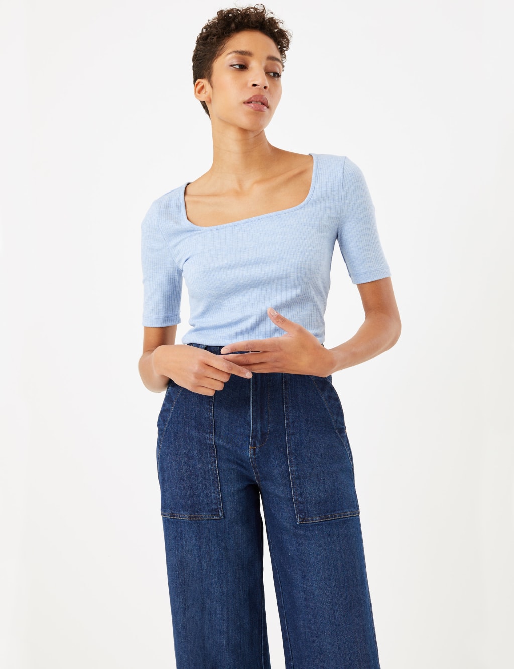 Ribbed Square Neck Short Sleeve Top 3 of 4