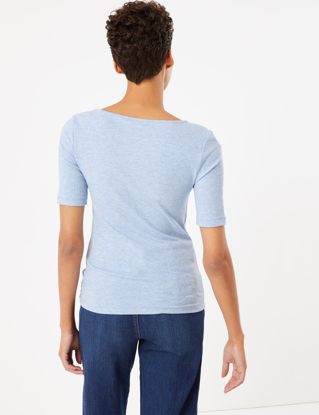Ribbed Square Neck Short Sleeve Top 4 of 4