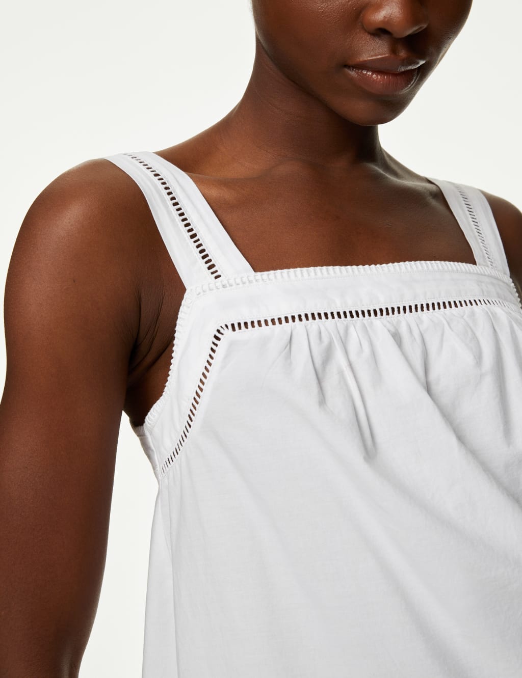 Pure Cotton Broderie Detail Cami Top 3 of 5