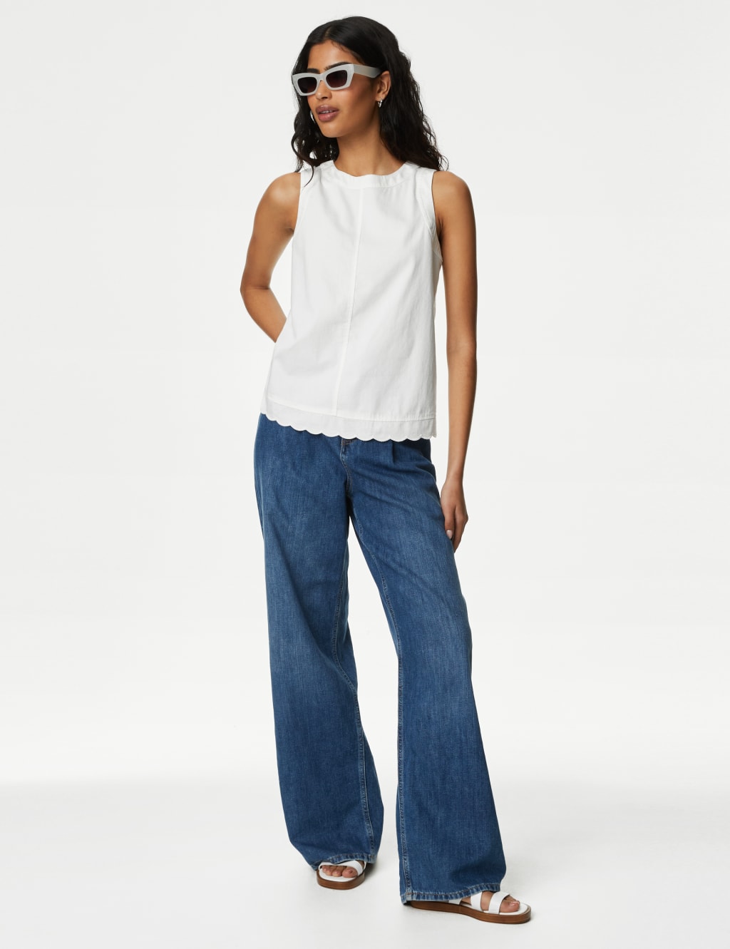 Pure Cotton Crew Neck Frill Detail Top | M&S Collection | M&S