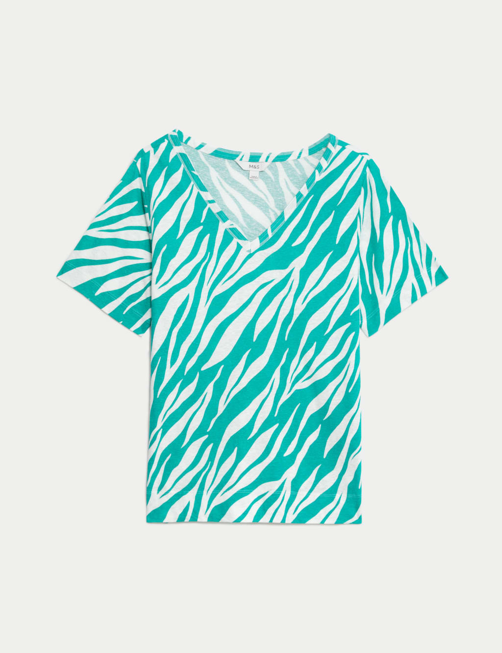 Linen Blend Printed V-Neck Top 2 of 5
