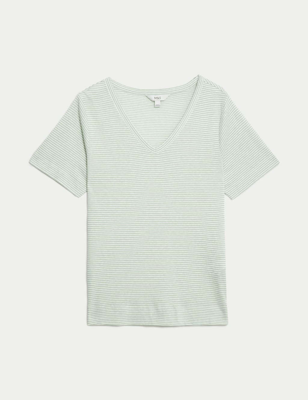 Linen Blend Striped V-Neck Top 2 of 5