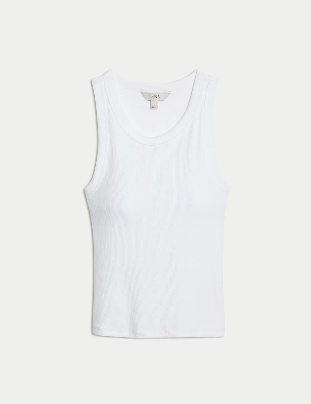 Cotton Rich Ribbed Scoop Neck Bra Vest Top 2 of 6