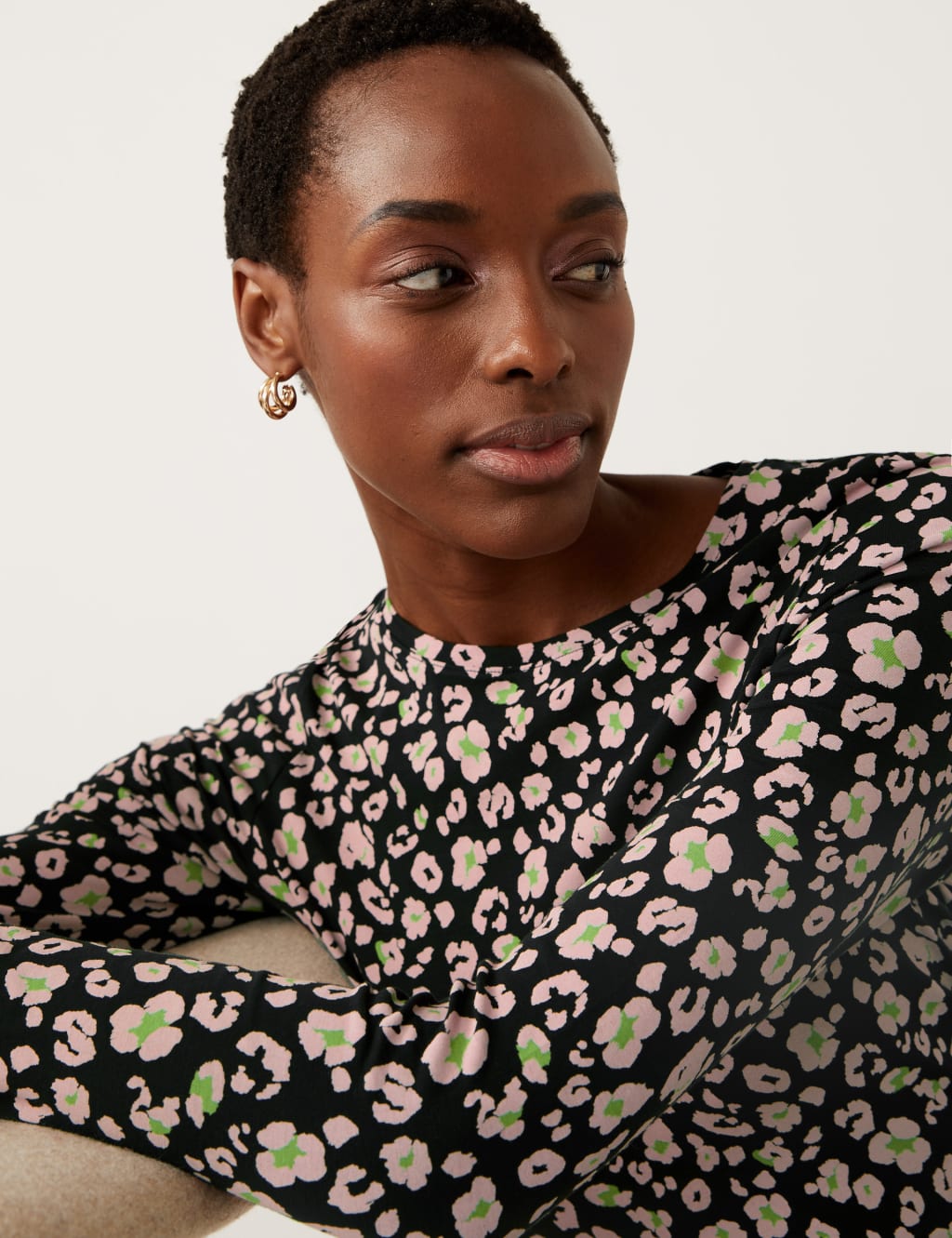 Cotton Rich Printed Slim Fit Top 5 of 5
