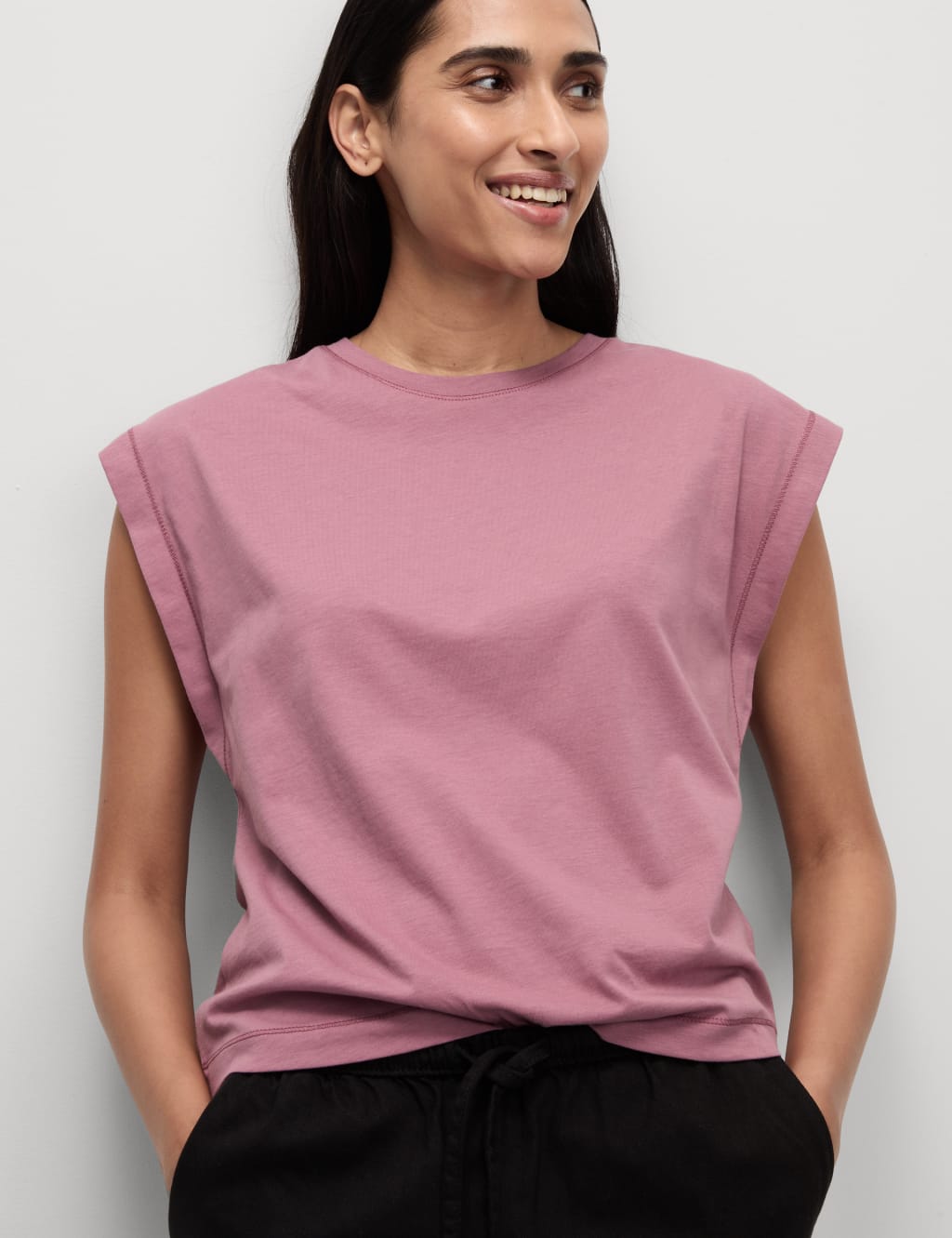 Pure Cotton Oversized Cap Sleeve T-Shirt 1 of 5
