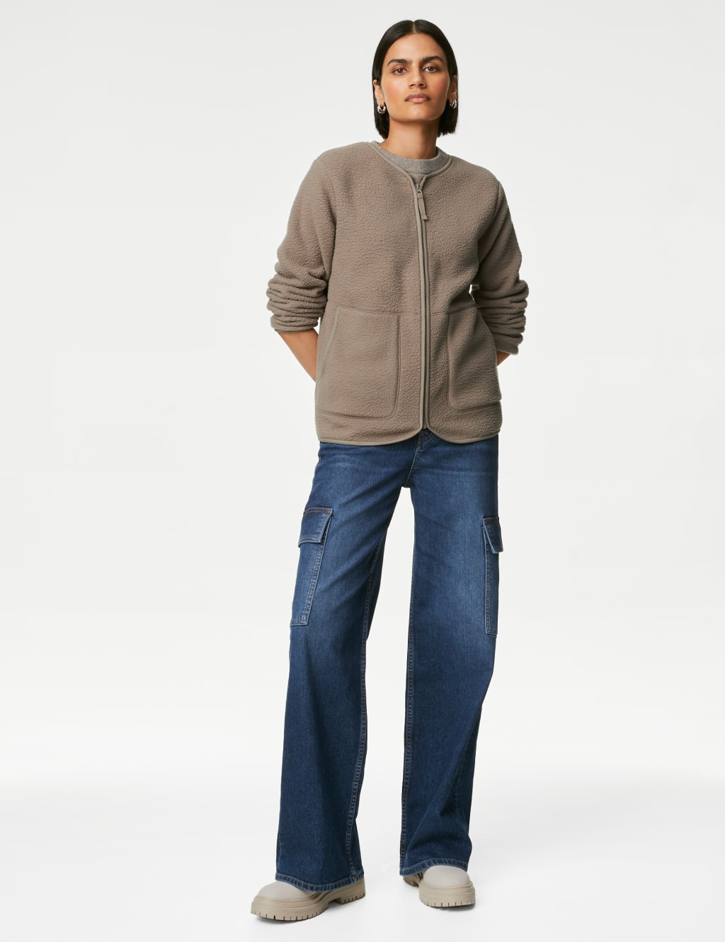 Fleece Zip Up Jacket M S Collection M S
