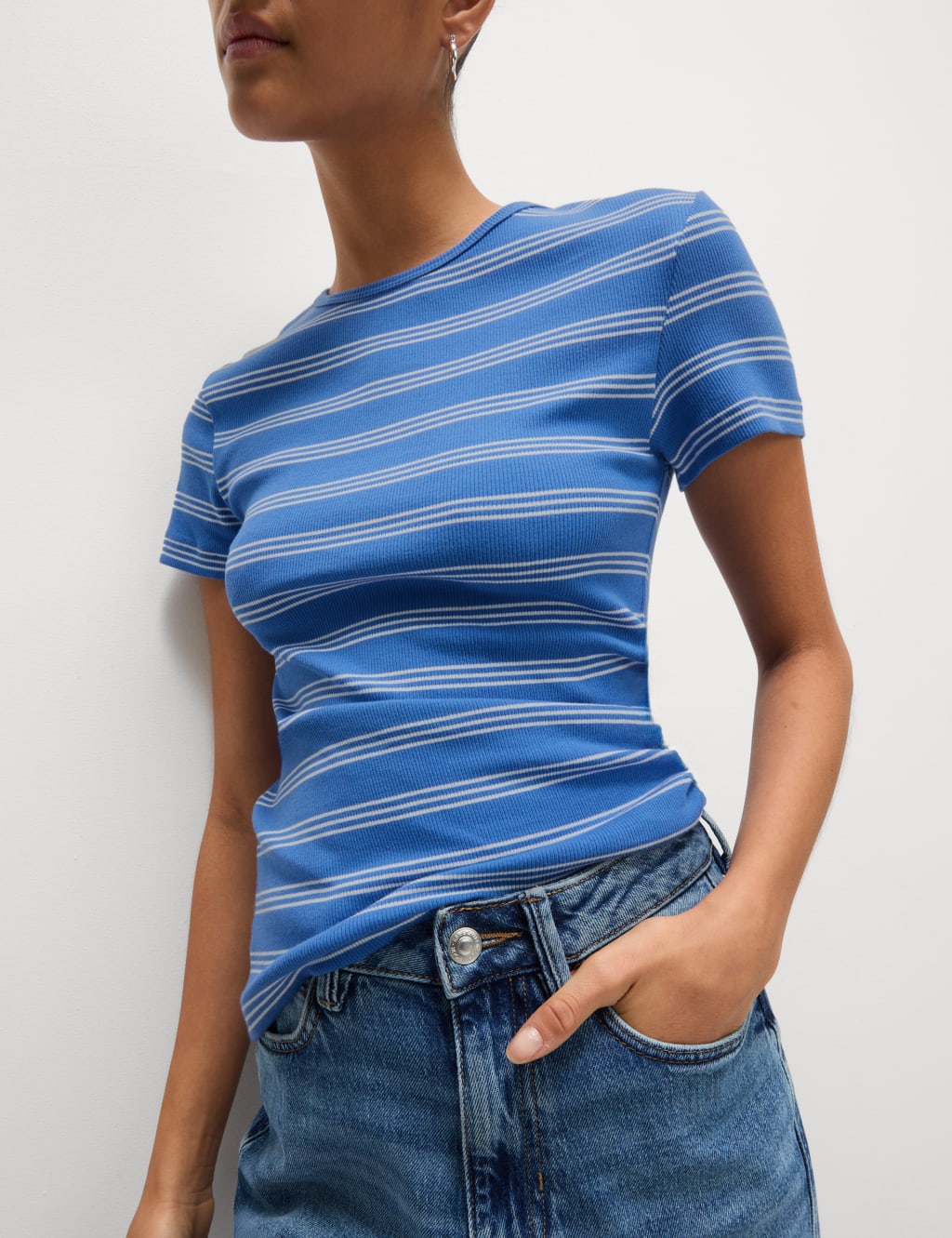 Cotton Rich Striped Ribbed T-Shirt 5 of 5