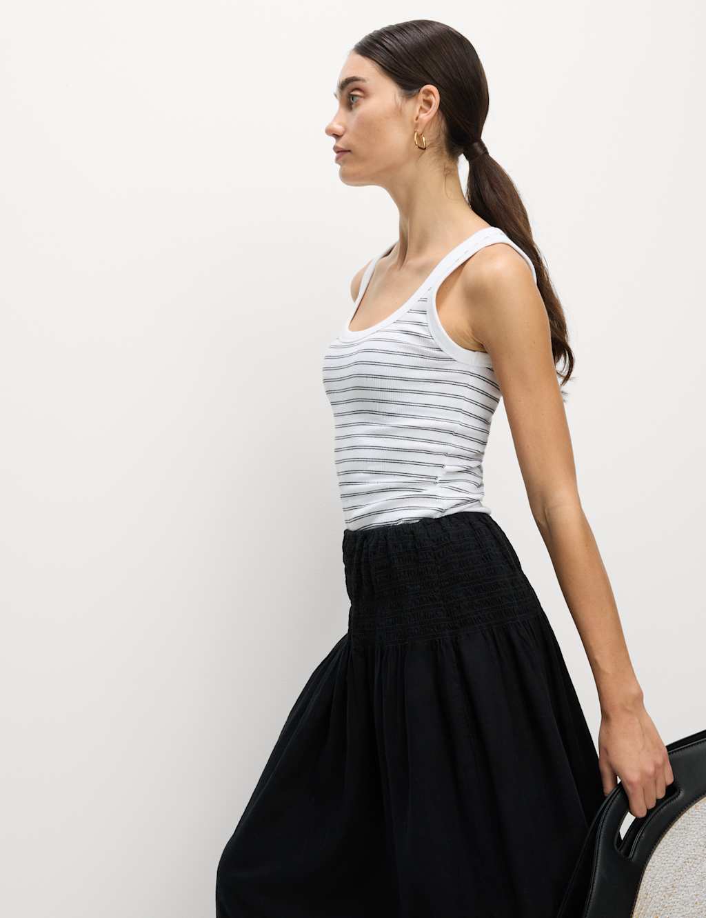 Cotton Rich Ribbed Striped Scoop Neck Vest 5 of 5