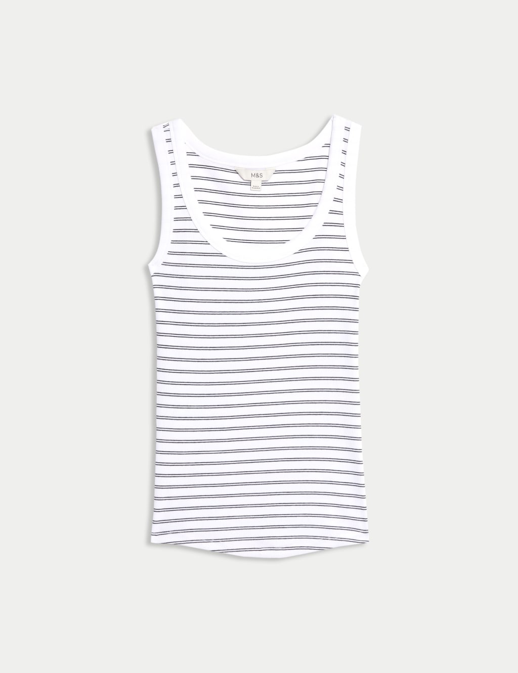 Cotton Rich Ribbed Striped Scoop Neck Vest 2 of 5