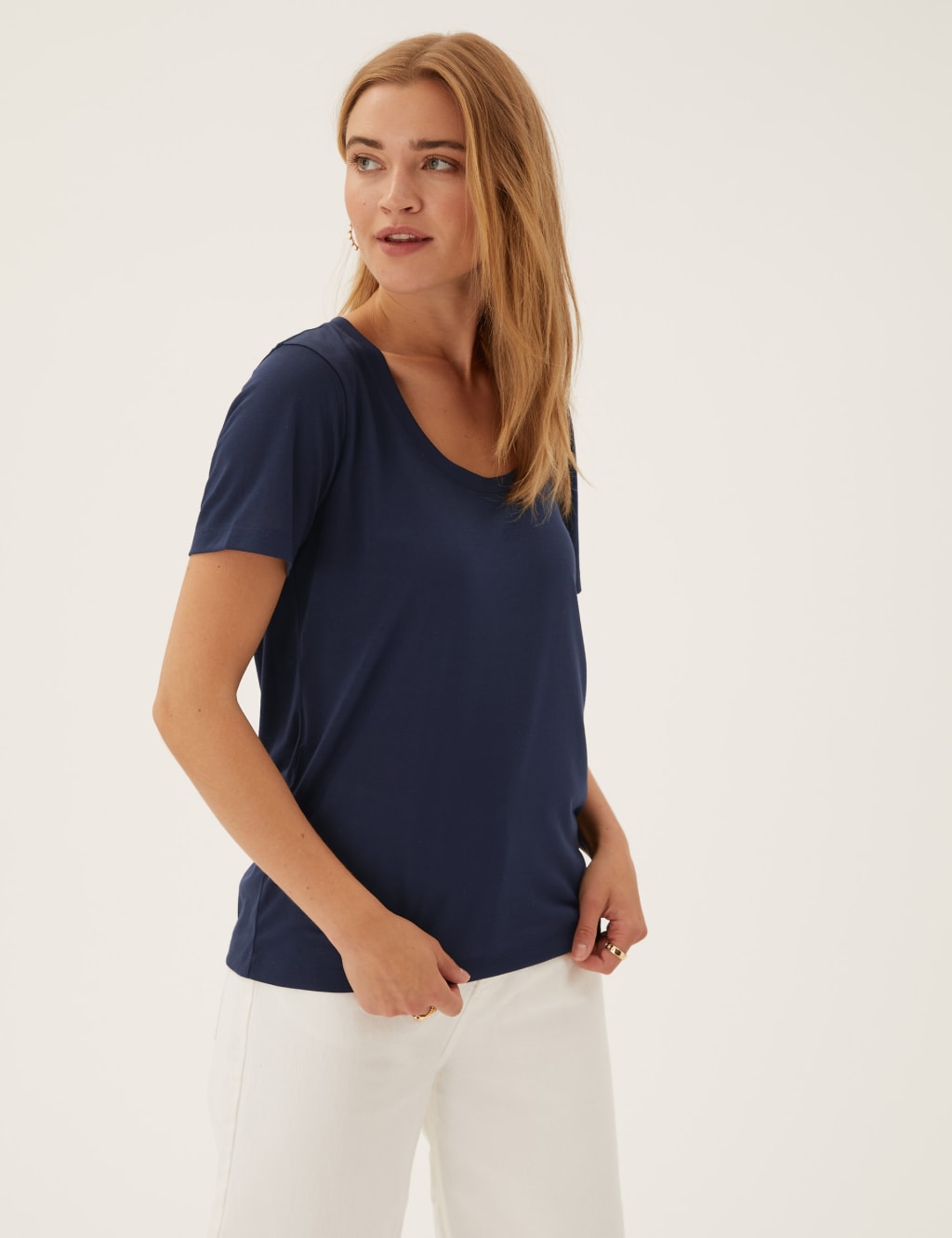 Scoop Neck Relaxed Short Sleeve T-Shirt 4 of 5