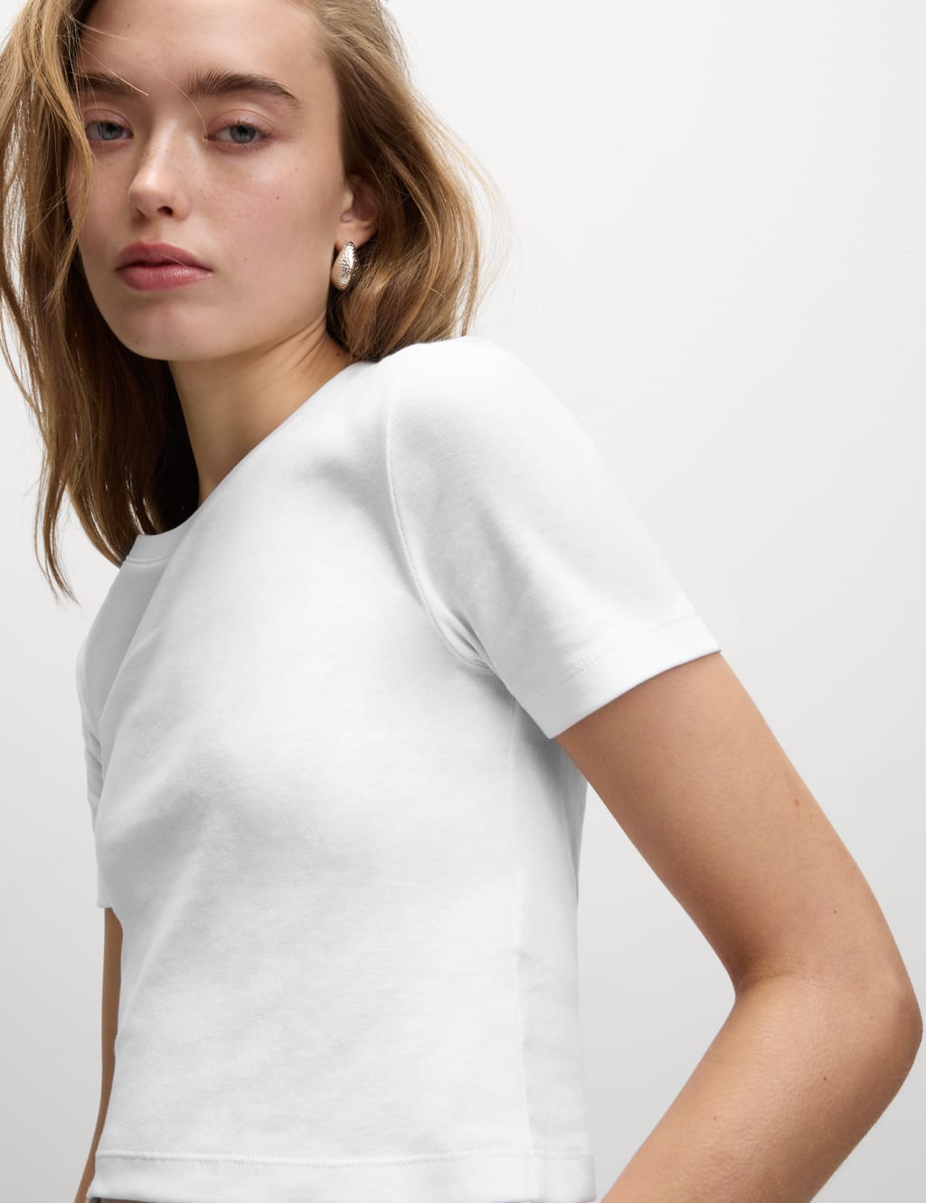 Pure Cotton Slim Fit Crop T-Shirt 3 of 3