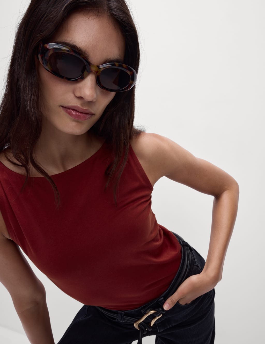 Cotton Rich Slash Neck Vest Top 5 of 5