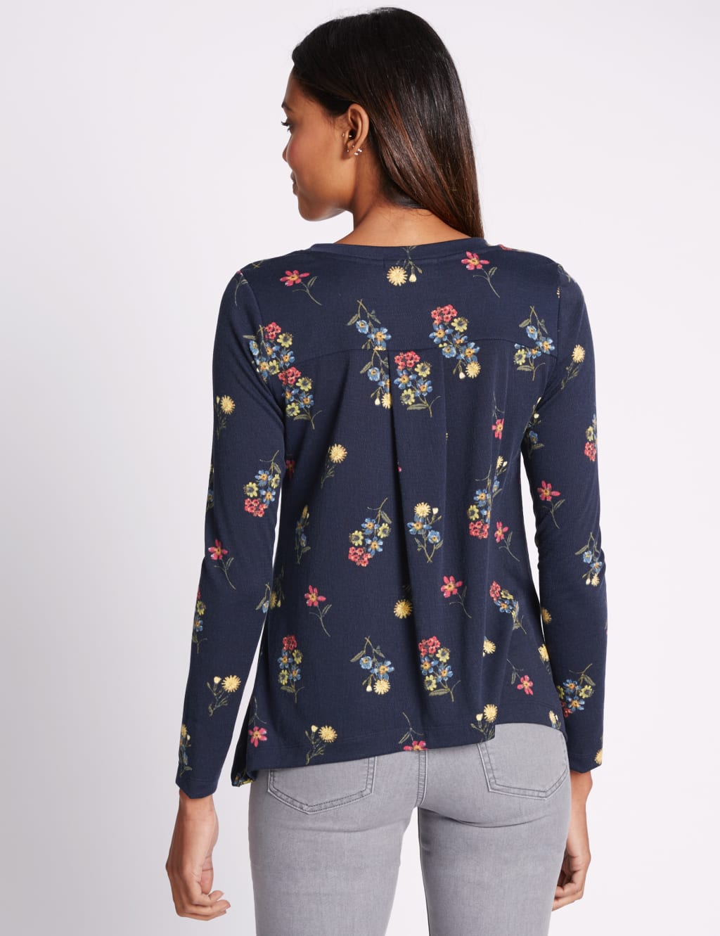 Floral Print Slash Neck Jersey Top 3 of 4