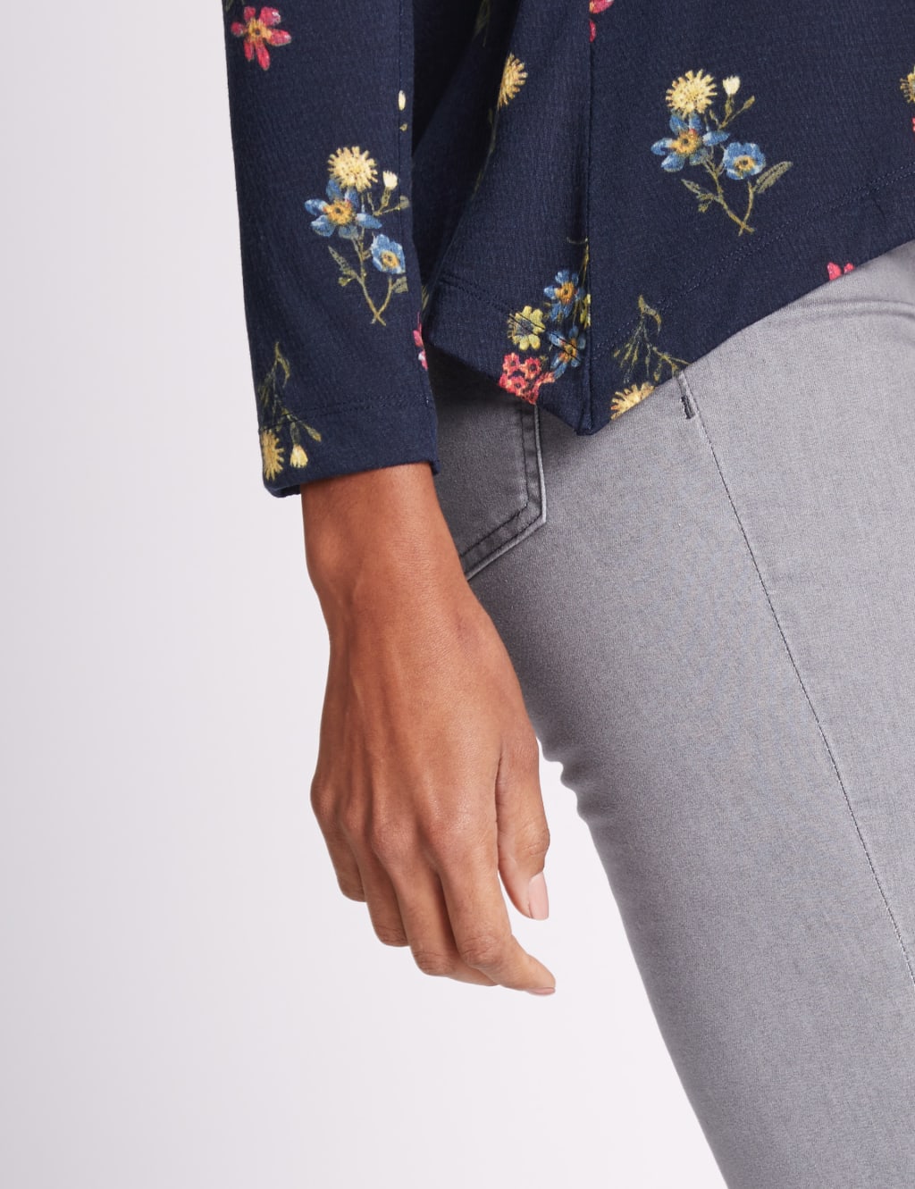 Floral Print Slash Neck Jersey Top 4 of 4
