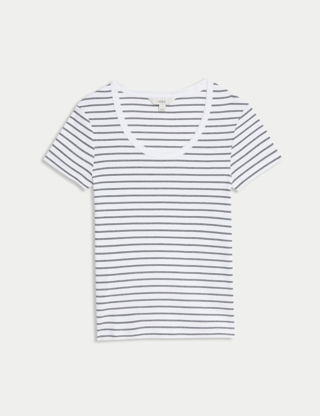 Cotton Rich Striped Scoop Neck T-Shirt 2 of 5