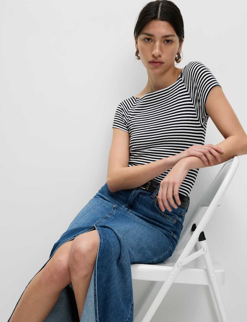 Pure Cotton Striped Off The Shoulder Top 3 of 5