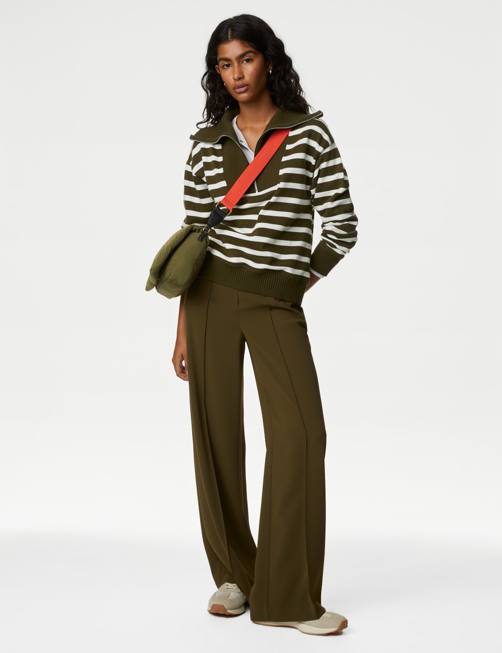Cotton Rich Striped Half Zip Sweatshirt 3 of 6