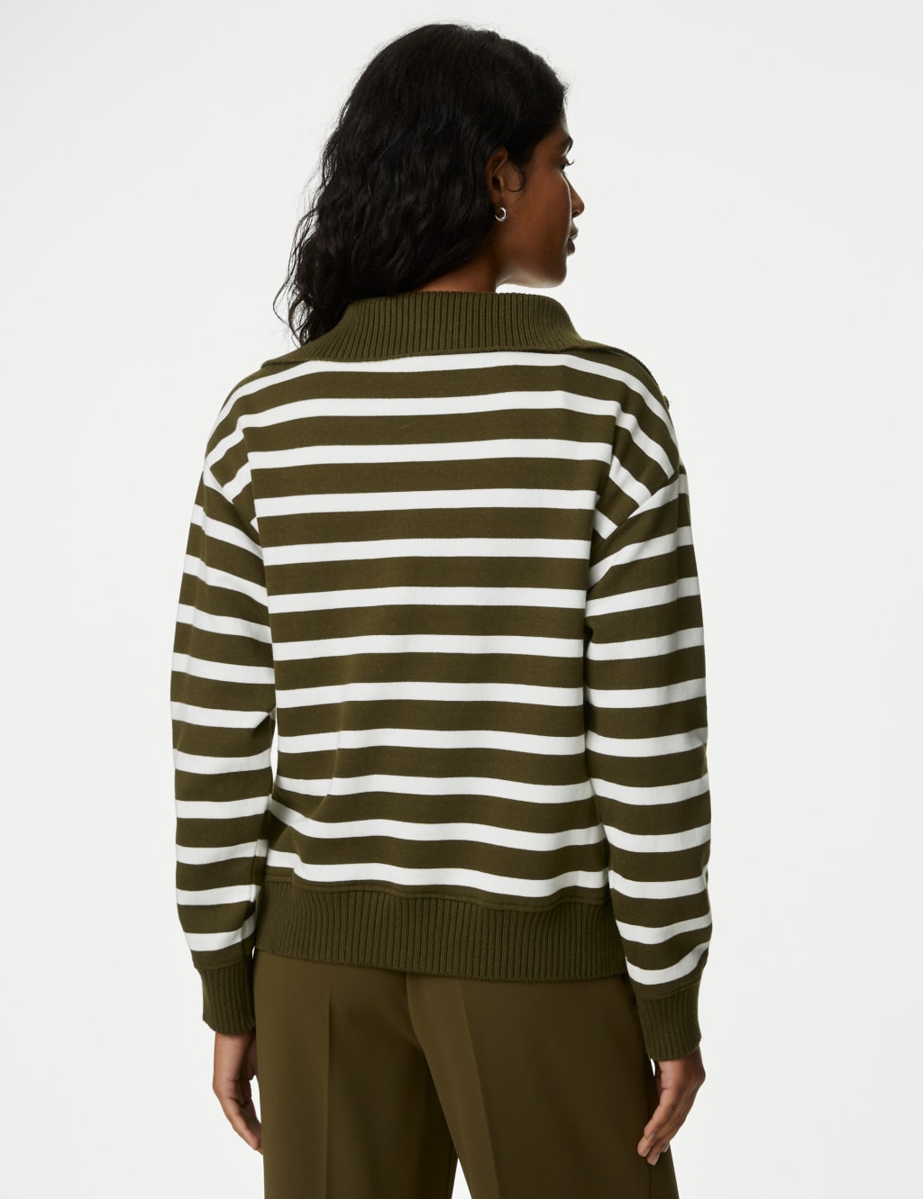 Cotton Rich Striped Half Zip Sweatshirt 5 of 6