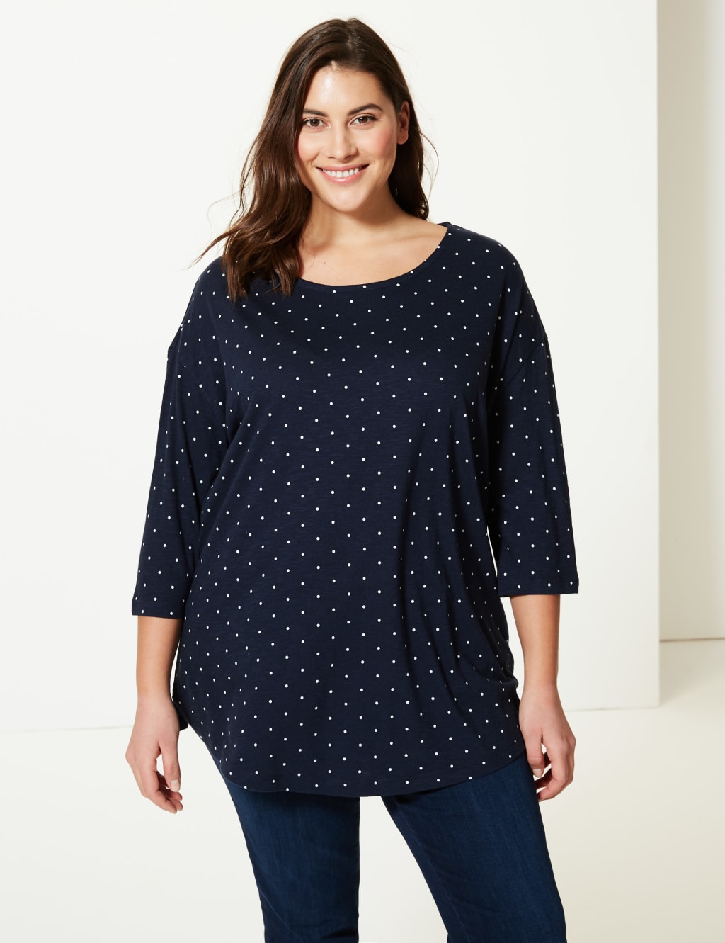 CURVE Polka Dot 3/4 Sleeve T-Shirt 3 of 4