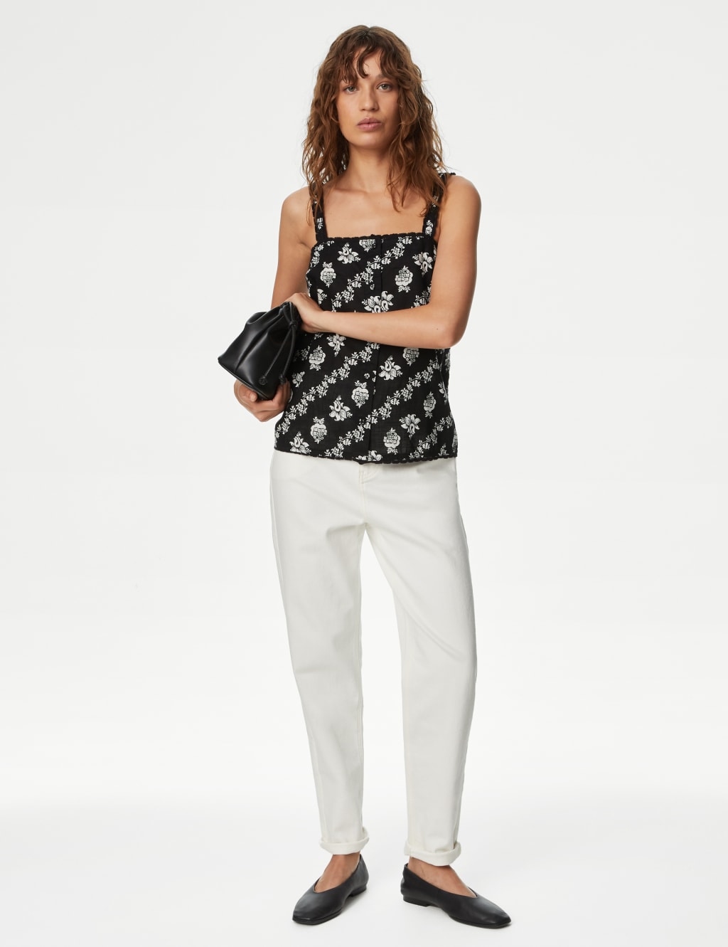 Pure Cotton Floral Lace Square Neck Vest Top 3 of 5