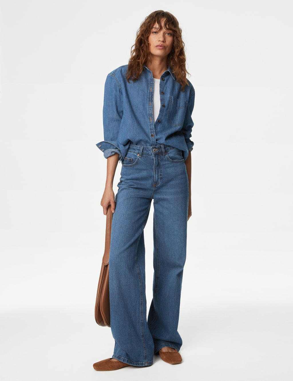 M and s denim shirt sales