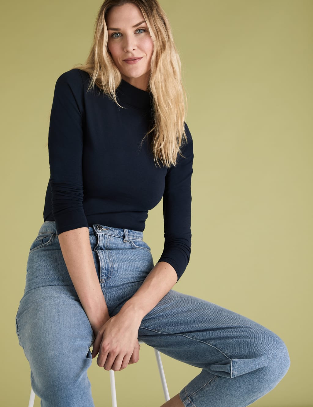 Cotton Rich Funnel Neck Fitted Top 5 of 5