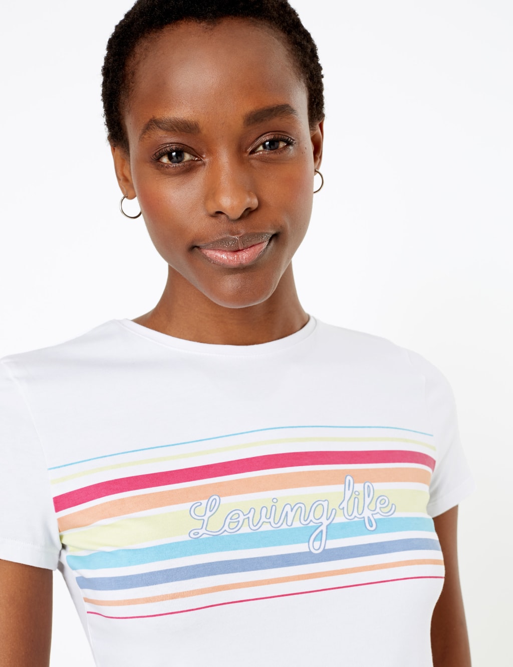 Cotton Loving Life Slogan Fitted T-Shirt 1 of 4