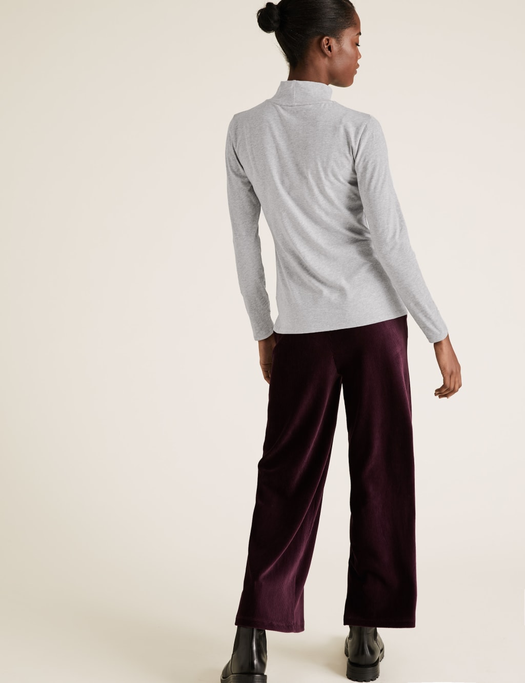 Cotton Funnel Neck Fitted Long Sleeve Top 4 of 4