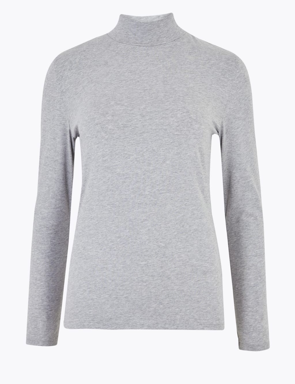 Cotton Funnel Neck Fitted Long Sleeve Top 2 of 4