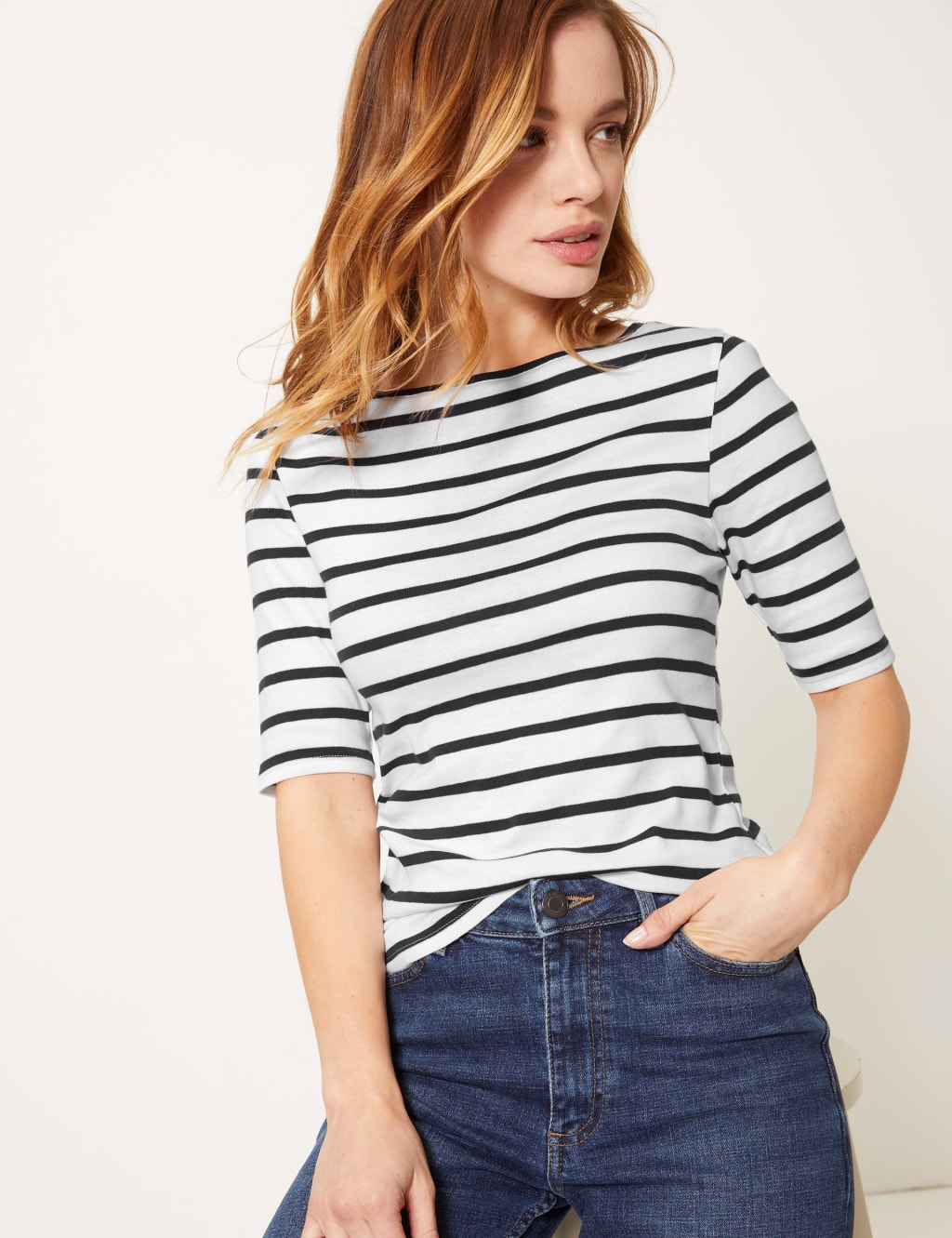 PETITE Pure Cotton Striped T-Shirt 1 of 4