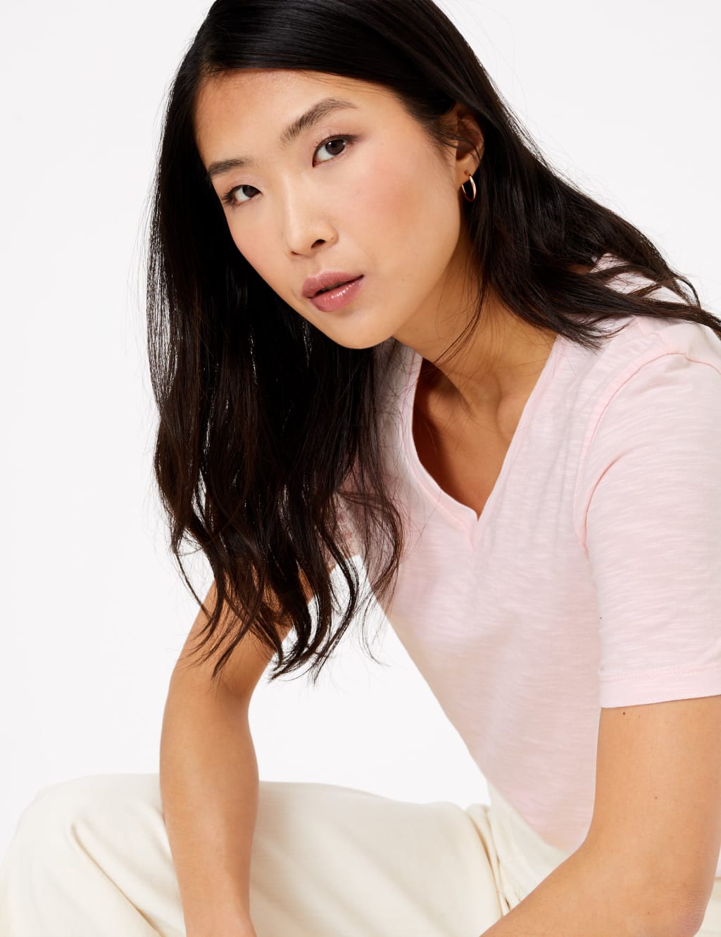 Pure Cotton V-Neck Straight Fit T-Shirt 3 of 4