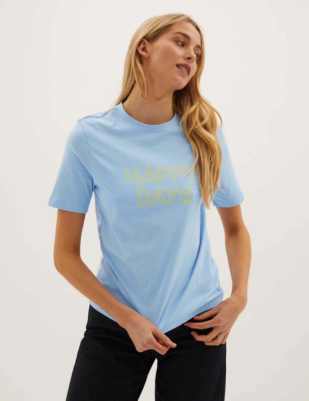 Pure Cotton Slogan Crew Neck T Shirt M S Collection M S