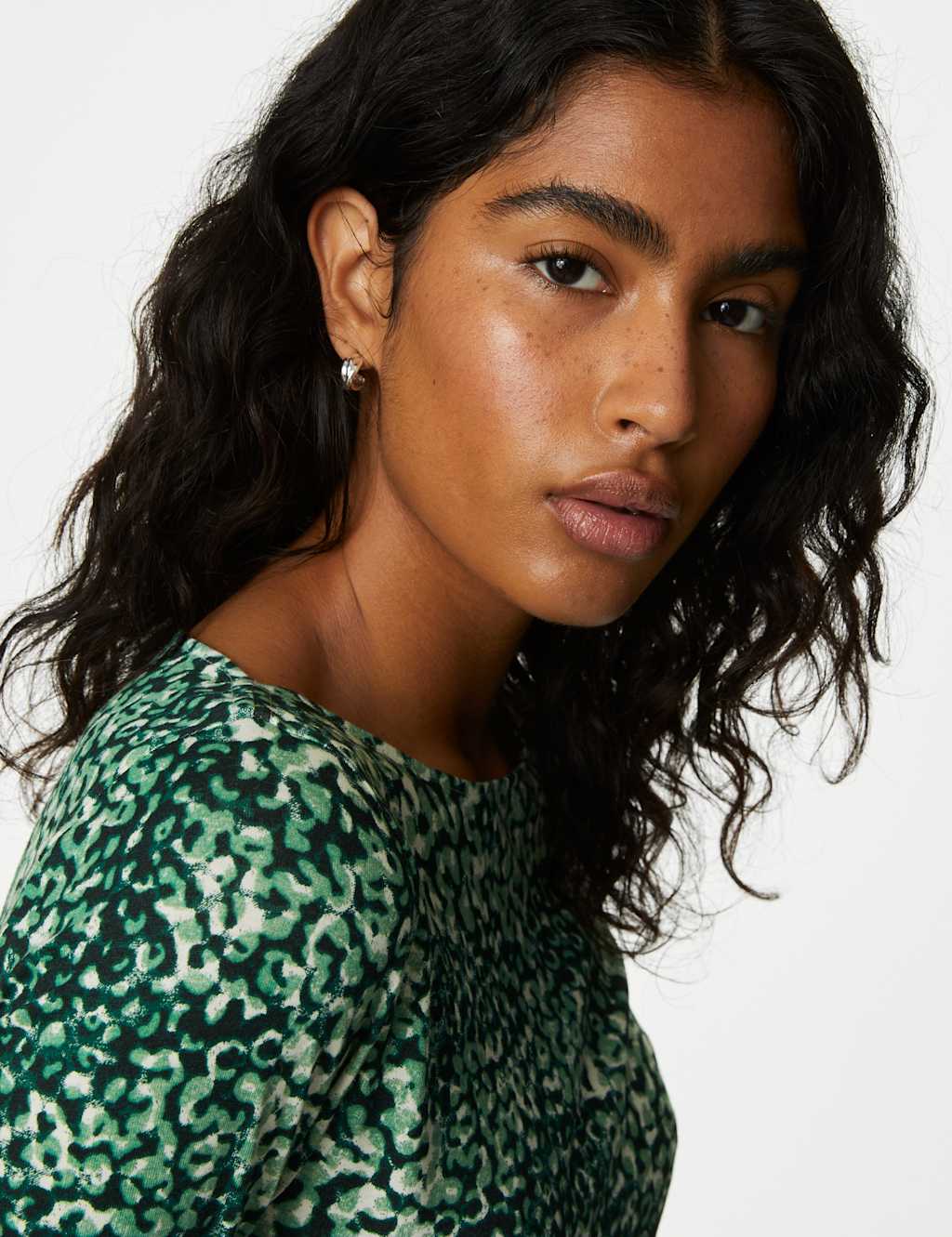 Cotton Rich Printed Slim Fit Top 1 of 5