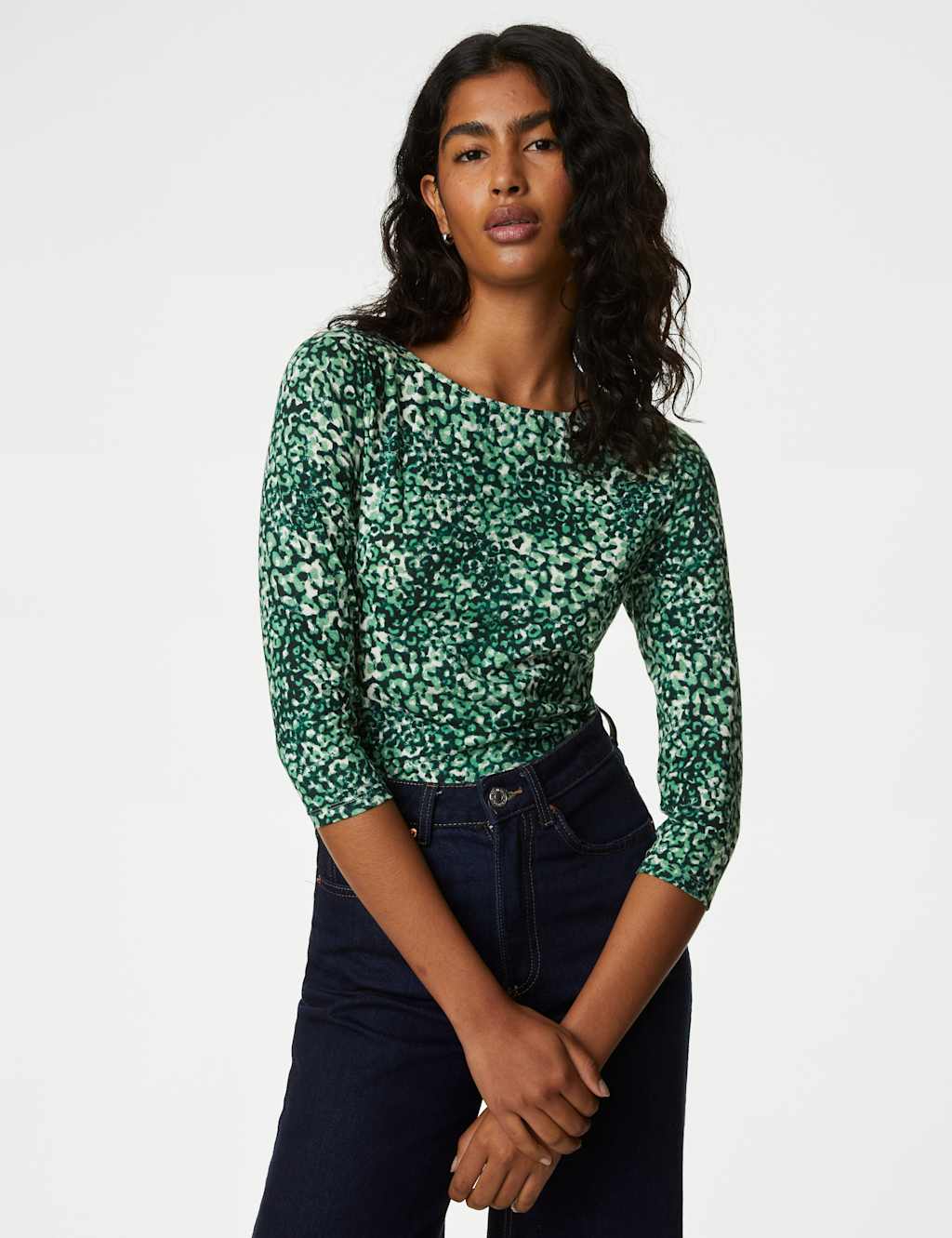 Cotton Rich Printed Slim Fit Top 4 of 5