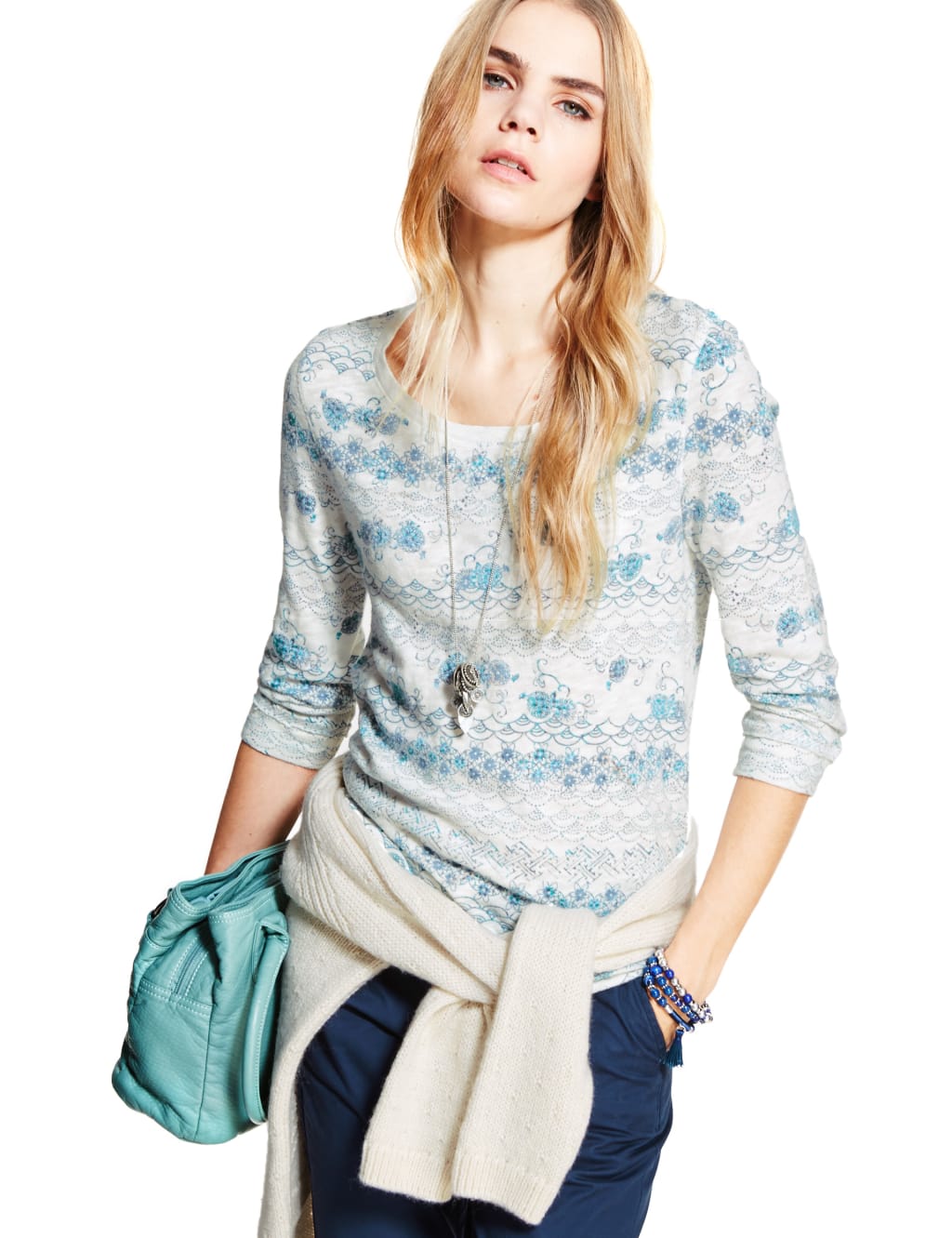 Pure Cotton Floral Wavy Sweat Top 1 of 3