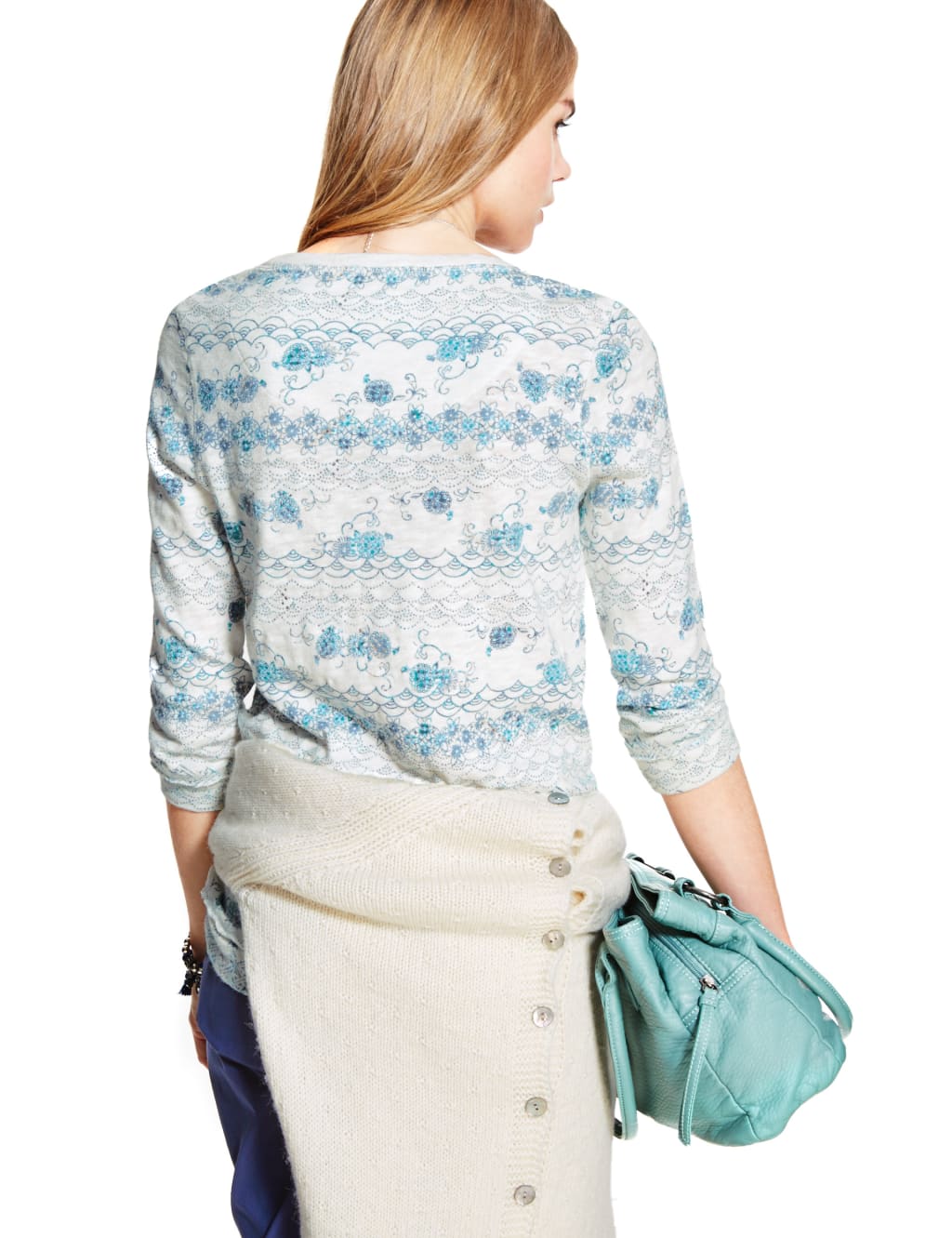 Pure Cotton Floral Wavy Sweat Top 3 of 3