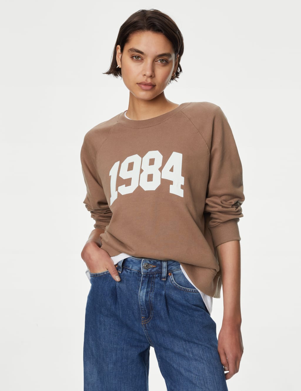 Pure Cotton Slogan Sweatshirt M S Collection M S
