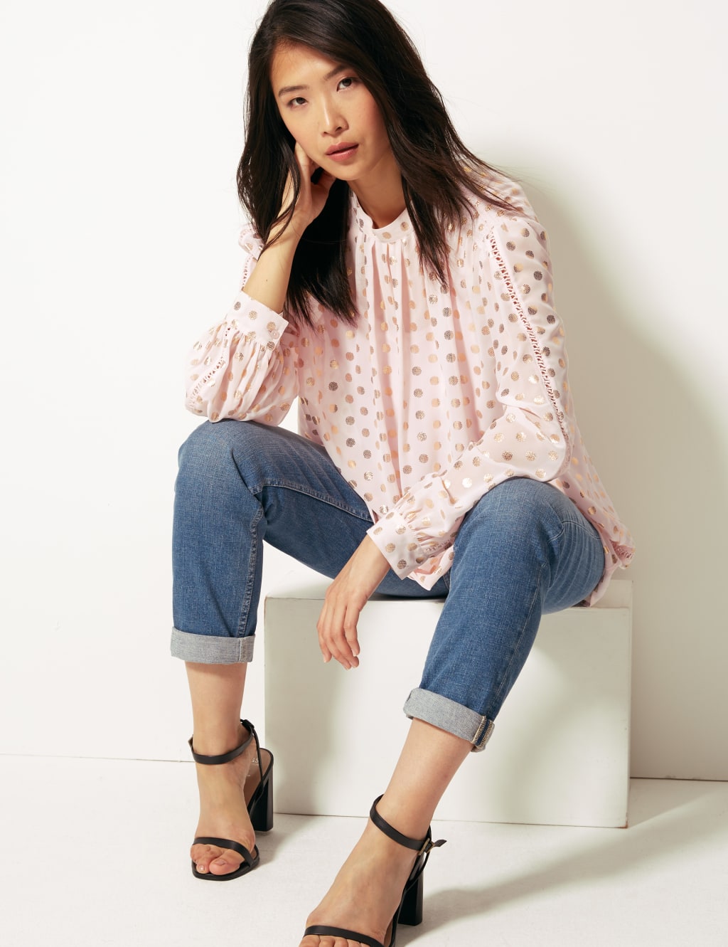 M&s polka dot blouse best sale
